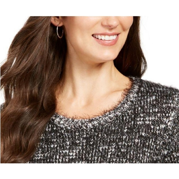 Style & Co Marled Eyelash Texture Sweater Black Large - Picture 2 of 9